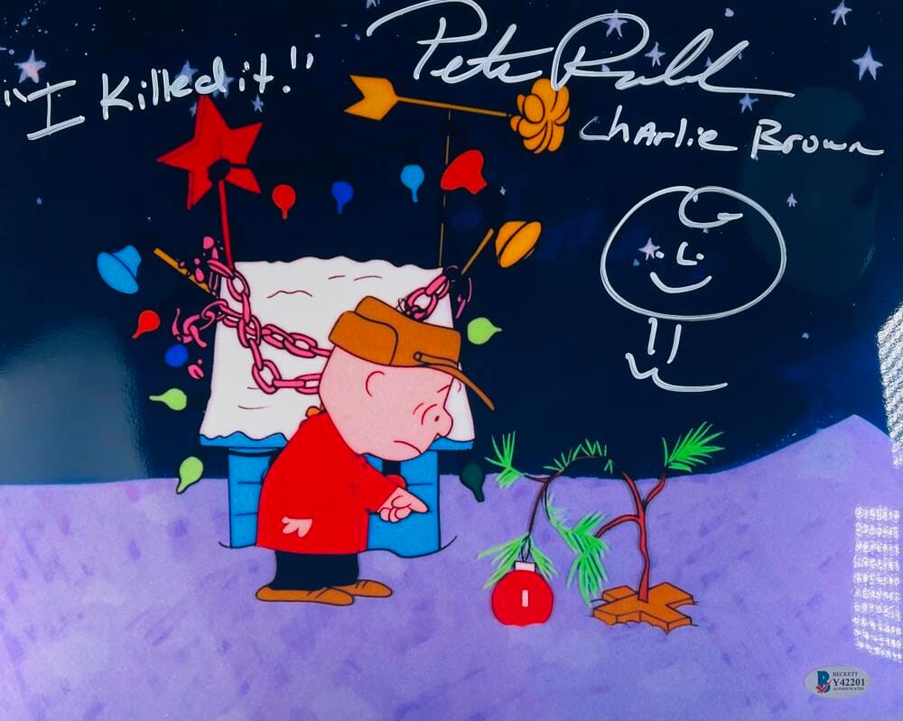 PETER ROBBINS SIGNED 11X14 METALLIC PHOTO CHARLIE BROWN CHRISTMAS SKETCH BAS 201