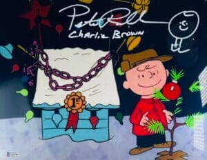 PETER ROBBINS SIGNED 11X14 METALLIC PHOTO CHARLIE BROWN CHRISTMAS SKETCH BAS 196