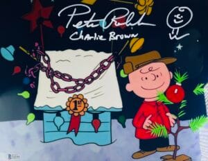 PETER ROBBINS SIGNED 11X14 METALLIC PHOTO CHARLIE BROWN CHRISTMAS SKETCH BAS 195