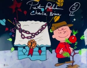 PETER ROBBINS SIGNED 11X14 METALLIC PHOTO CHARLIE BROWN CHRISTMAS SKETCH BAS 194