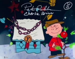 PETER ROBBINS SIGNED 11X14 METALLIC PHOTO CHARLIE BROWN CHRISTMAS SKETCH BAS 193