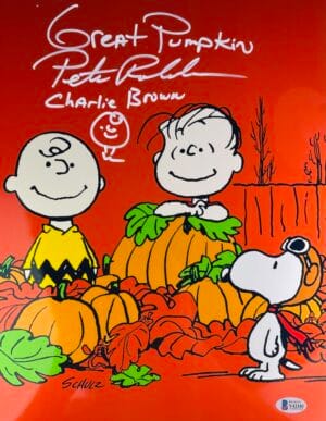PETER ROBBINS SIGNED 11X14 METALLIC PHOTO CHARLIE BROWN THE GREAT PUMPKIN BAS 81