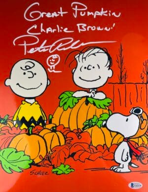 PETER ROBBINS SIGNED 11X14 METALLIC PHOTO CHARLIE BROWN THE GREAT PUMPKIN BAS 79