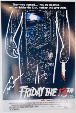 TOM SAVINI SIGNED 12X18 PHOTO JASON VOORHEES FRIDAY THE 13TH BAS 780