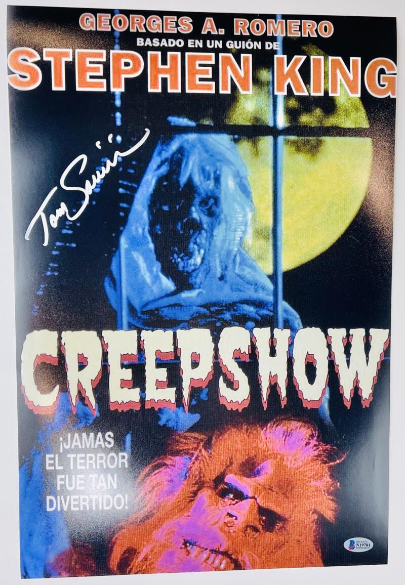 TOM SAVINI CREEPSHOW SIGNED 12X18 PHOTO MOVIE POSTER THE CREEP BAS 781