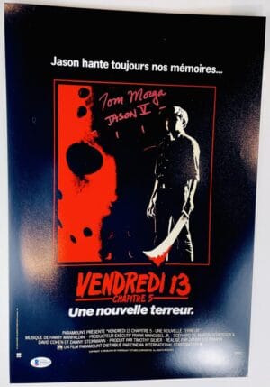 TOM MORGA SIGNED 12x18 PHOTO JASON VORHEES FRIDAY THE 13 5 JSA COA 329