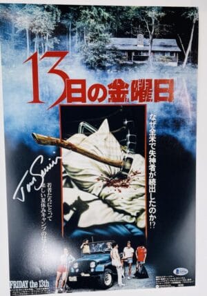 TOM SAVINI SIGNED 12X18 PHOTO JASON VOORHEES FRIDAY THE 13TH BAS 766