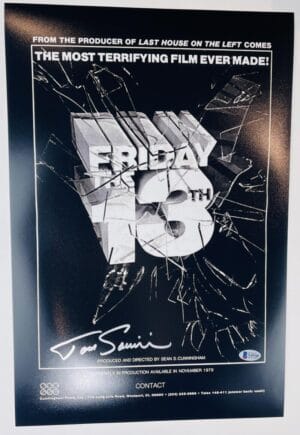 TOM SAVINI SIGNED 12X18 PHOTO JASON VOORHEES FRIDAY THE 13TH BAS 768