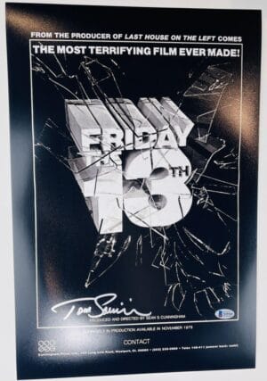 TOM SAVINI SIGNED 12X18 PHOTO JASON VOORHEES FRIDAY THE 13TH BAS 769