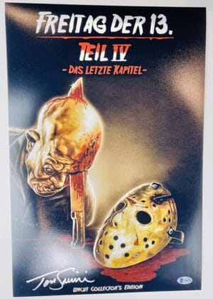 TOM SAVINI SIGNED 12X18 PHOTO JASON VOORHEES FRIDAY THE 13TH BAS 771