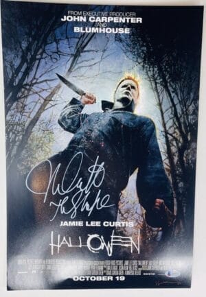 NICK CASTLE SIGNED HALLOWEEN 12x18 PHOTO 1978 MICHAEL MYERS HORROR BAS 105