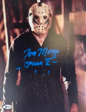 TOM MORGA SIGNED JASON VOORHEES 11X14 PHOTO  FRIDAY THE 13TH 5 BAS 326
