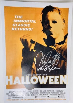 NICK CASTLE SIGNED HALLOWEEN 12x18 PHOTO 1978 MICHAEL MYERS HORROR BAS 090