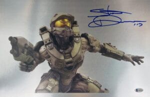 Steve Downes signed Master Chief 12X18 CHROME photo HALO BAS M62261