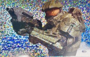 Steve Downes signed Master Chief 12X18 HOLOGRAPHIC photo HALO BAS M62254