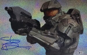 Steve Downes signed Master Chief 12X18 HOLOGRAPHIC photo HALO BAS M62314