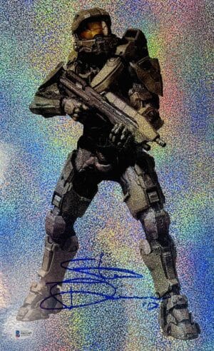 Steve Downes signed Master Chief 12X18 HOLOGRAPHIC photo HALO BAS M62265