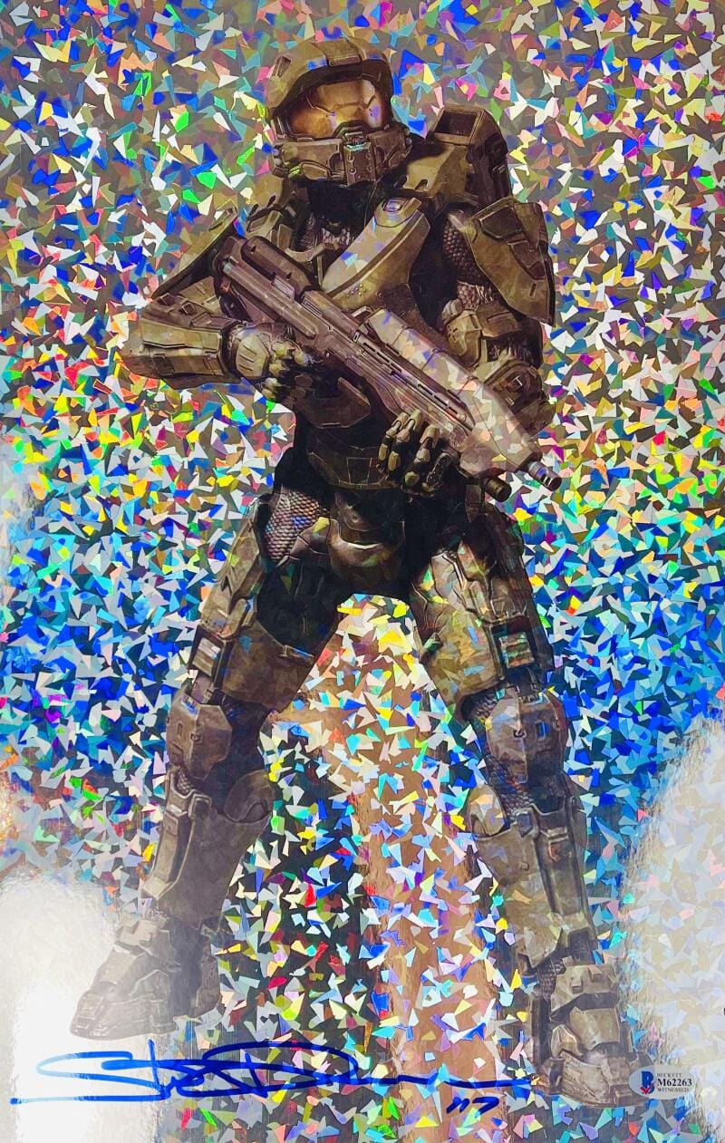 Steve Downes signed Master Chief 12X18 HOLOGRAPHIC photo HALO BAS M62263