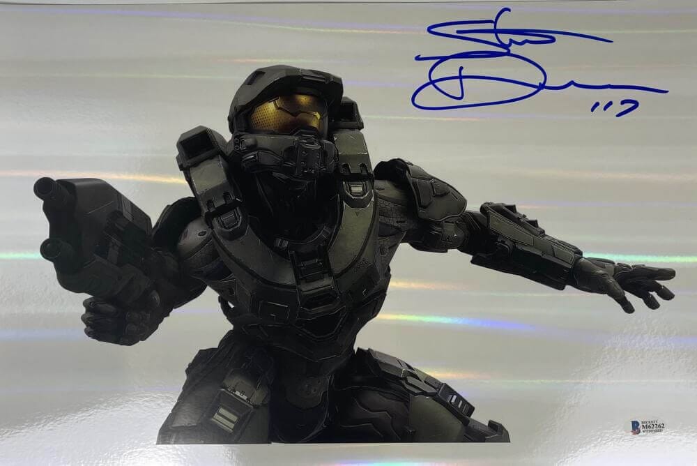 Steve Downes signed Master Chief 12X18 HOLOGRAPHIC photo HALO BAS M62262