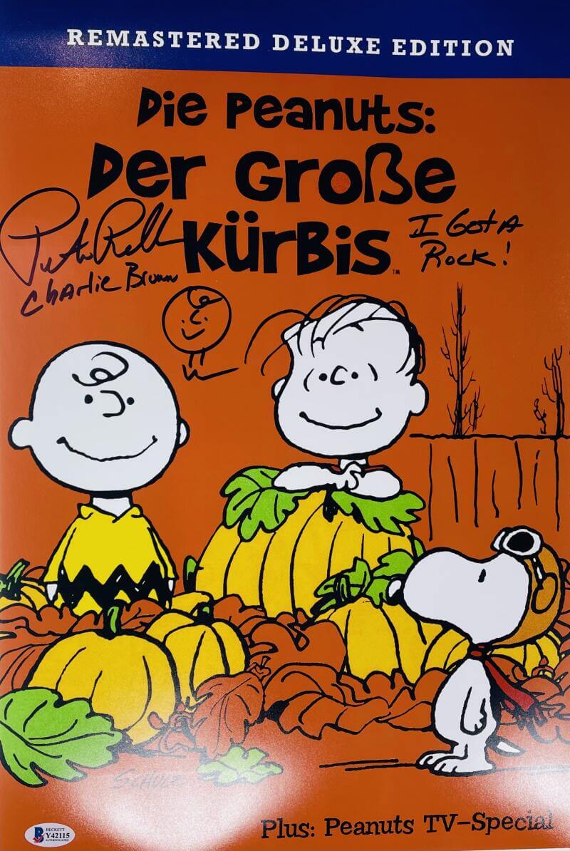 PETER ROBBINS SIGNED 12X18 PHOTO GREAT PUMPKIN CHARLIE BROWN W SKETCH BAS 115