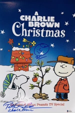 PETER ROBBINS SIGNED 12X18 PHOTO A CHARLIE BROWN CHRISTMAS SKETCH BAS 110