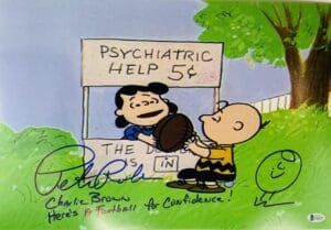 PETER ROBBINS SIGNED 12X18 PHOTO CHARLIE BROWN FOOTBALL SKETCH BAS 137