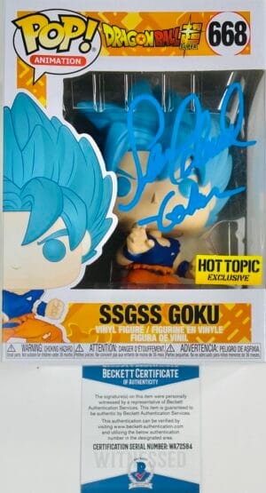 SEAN SCHEMMEL SIGNED SSGSS GOKU FUNKO 668 HOT TOPIC EXCLUSIVE DRAGON BALL BAS 84