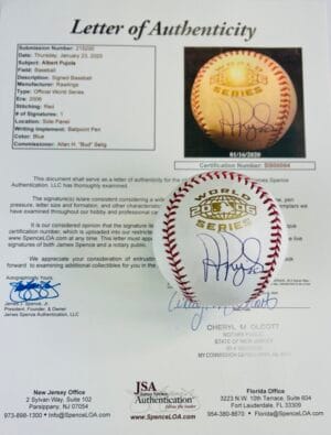 ALBERT PUJOLS SIGNED 2006 WORLD SERIES LOGO BASEBALL ST. LOUIS CARDINALS JSA