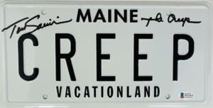 TOM SAVINI CREEPSHOW SIGNED SCREEN ACCURATE LICENSE PLATE THE CREEP BAS 632