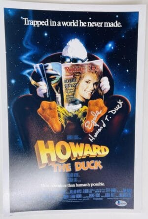 ED GALE SIGNED HOWARD THE DUCK 12X18 PHOTO MINI MOVIE POSTER BAS 111