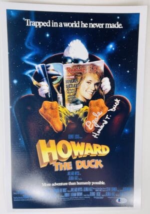 ED GALE SIGNED HOWARD THE DUCK 12X18 PHOTO MINI MOVIE POSTER BAS 112