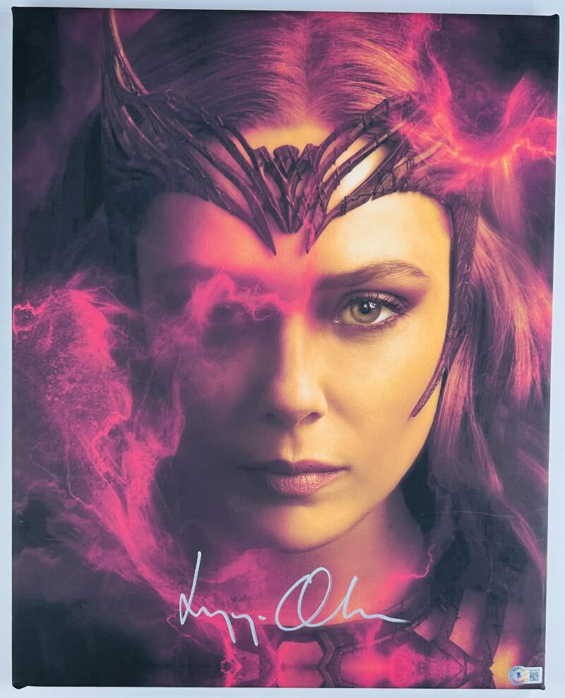 ELIZABETH OLSEN SIGNED 16X20 STRETCHED CANVAS SCARLET WITCH THE AVENGERS BAS 037