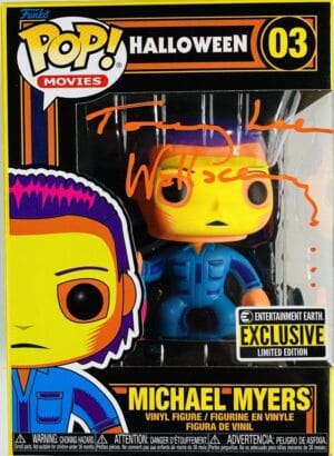 TOMMY LEE WALLACE SIGNED MICHAEL MYERS BLACK LIGHT FUNKO 03 HALLOWEEN BAS 210