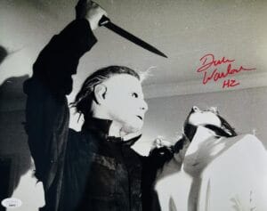 DICK WARLOCK SIGNED METALLIC 11X14 PHOTO MICHAEL MYERS HALLOWEEN 2 JSA 797