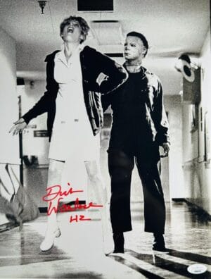 DICK WARLOCK SIGNED METALLIC 11X14 PHOTO MICHAEL MYERS HALLOWEEN 2 JSA 799