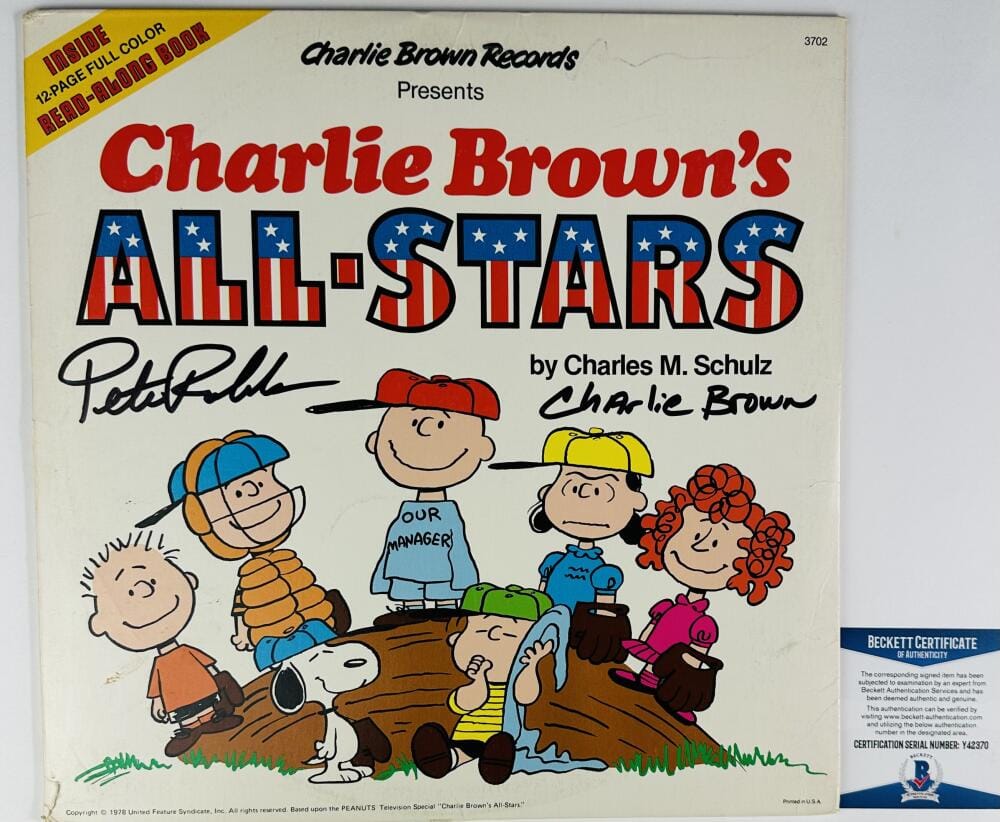 PETER ROBBINS SIGNED CHARLIE BROWN ALL STARS RECORD VINYL ALBUM PEANUTS BAS 70
