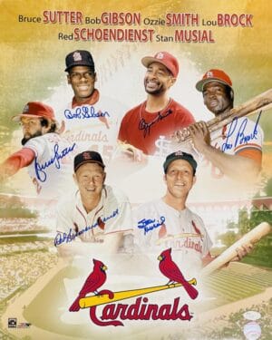 LOU BROCK SUTTER OZZIE STAN MUSIAL BOB GIBSON  SCHOENDIENST SIGNED 16X20 PHOTO