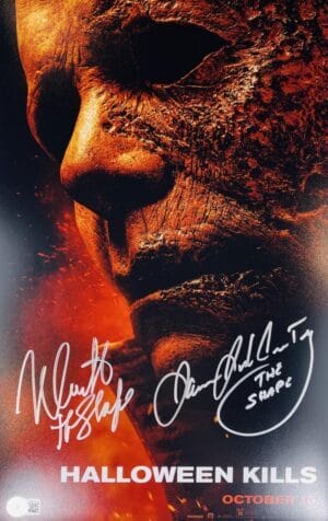 NICK CASTLE JAMES JUDE COURTNEY SIGNED HALLOWEEN 11X17 PHOTO MICHAEL MYERS BAS 9