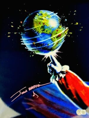 JOHN MASSARI SIGNED 11X14 METALLIC PHOTO KILLER KLOWNS FROM OUTER SPACE  BAS 517
