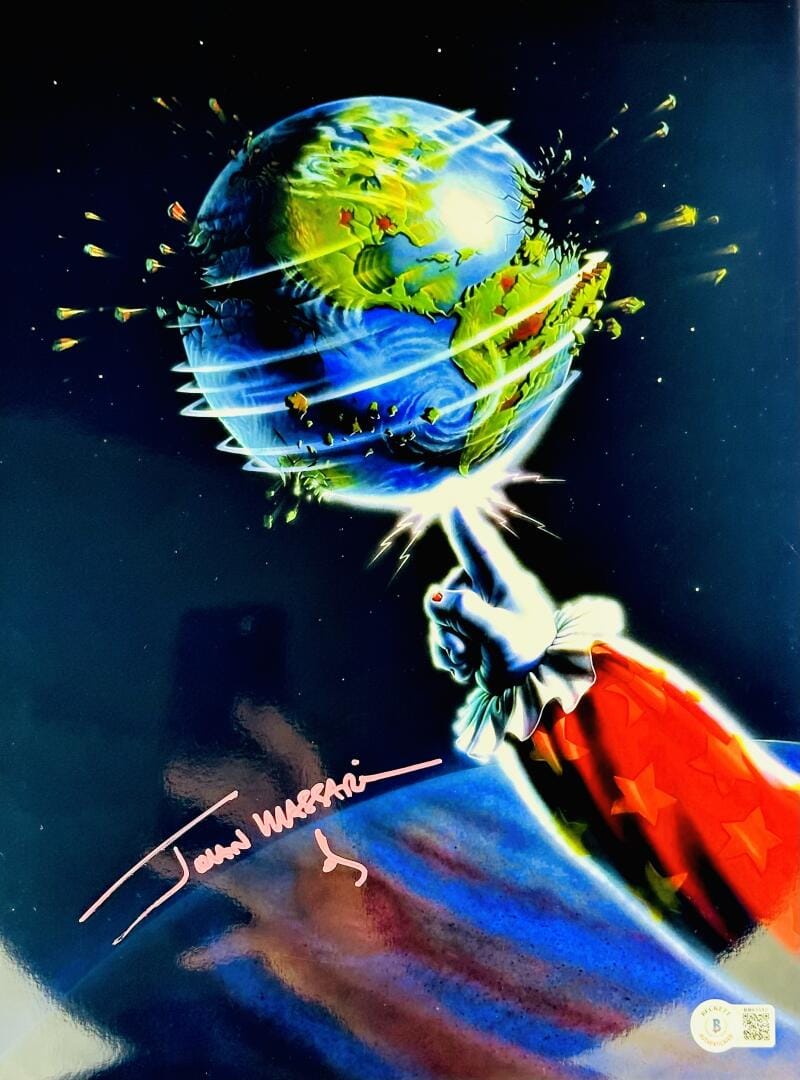JOHN MASSARI SIGNED 11X14 METALLIC PHOTO KILLER KLOWNS FROM OUTER SPACE BAS 512