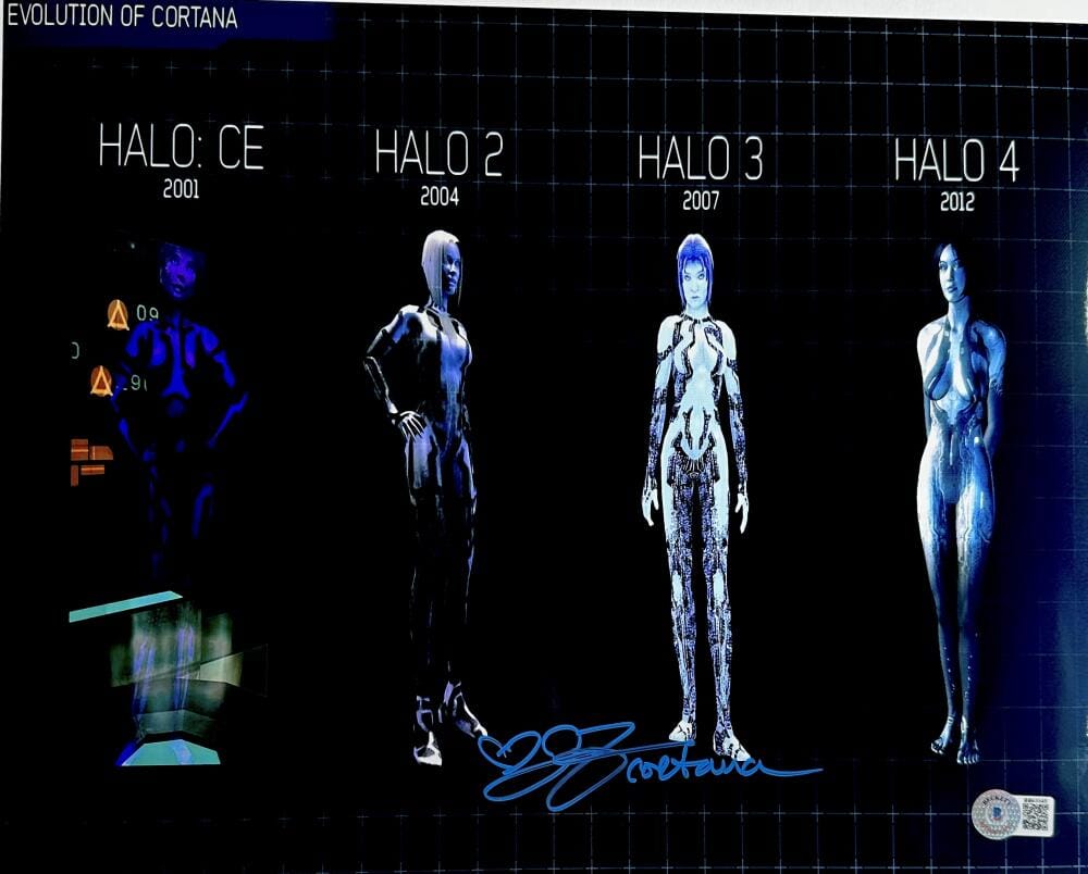 JEN TAYLOR SIGNED METALLIC 11X14 PHOTO CORTANA MASTER CHIEF HALO XBOX BAS 548