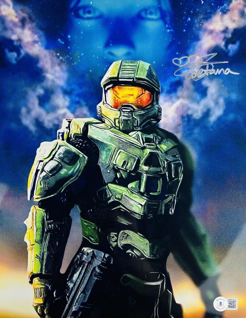 JEN TAYLOR SIGNED METALLIC 11X14 PHOTO CORTANA MASTER CHIEF HALO XBOX BAS 538