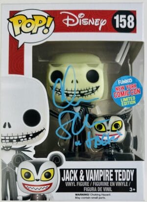 CHRIS SARANDON SIGNED JACK & VAMPIRE TEDDY FUNKO NIGHTMARE BEFORE CHRISTMAS BAS7