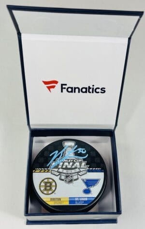 JORDAN BINNINGTON SIGNED STANLEY CUP FINAL PUCK ST. LOUIS BLUES FANATICS 2