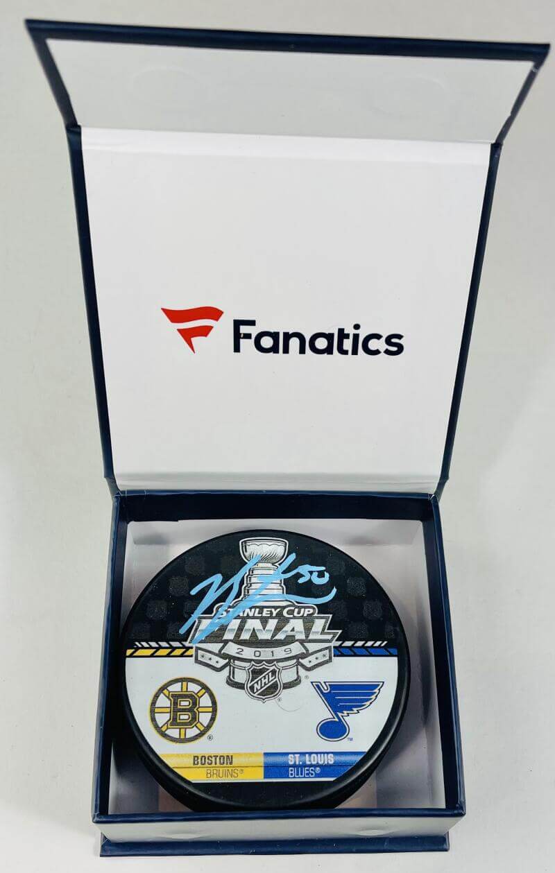 JORDAN BINNINGTON SIGNED STANLEY CUP FINAL PUCK ST. LOUIS BLUES FANATICS 2