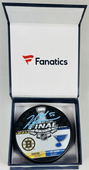 JORDAN BINNINGTON SIGNED STANLEY CUP FINAL PUCK ST. LOUIS BLUES FANATICS 6