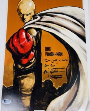 MAX MITTELMAN SIGNED SAITAMA 11X14 PHOTO ONE PUNCH MAN ANIME AUTOGRAPH BAS 904