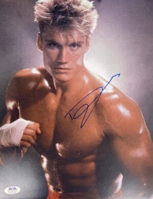 DOLPH LUNDGREN SIGNED ROCKY 11X14 PHOTO IVAN DRAGO AUTOGRAPH PSA