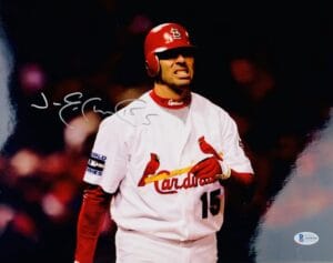JIM EDMONDS SIGNED 11X14 PHOTO 2006 WORLD SERIES ST. LOUIS CARDINALS BAS 086