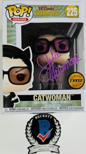 JULIE NEWMAR SIGNED CATWOMAN FUNKO POP 225 DC BOMBSHELLS CHASE BATMAN 1966 BAS 281